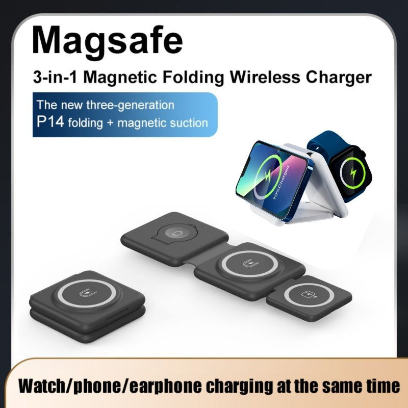 Folding Magnetic Suction Wireless Charger 3-in-1 - Pinky Roads